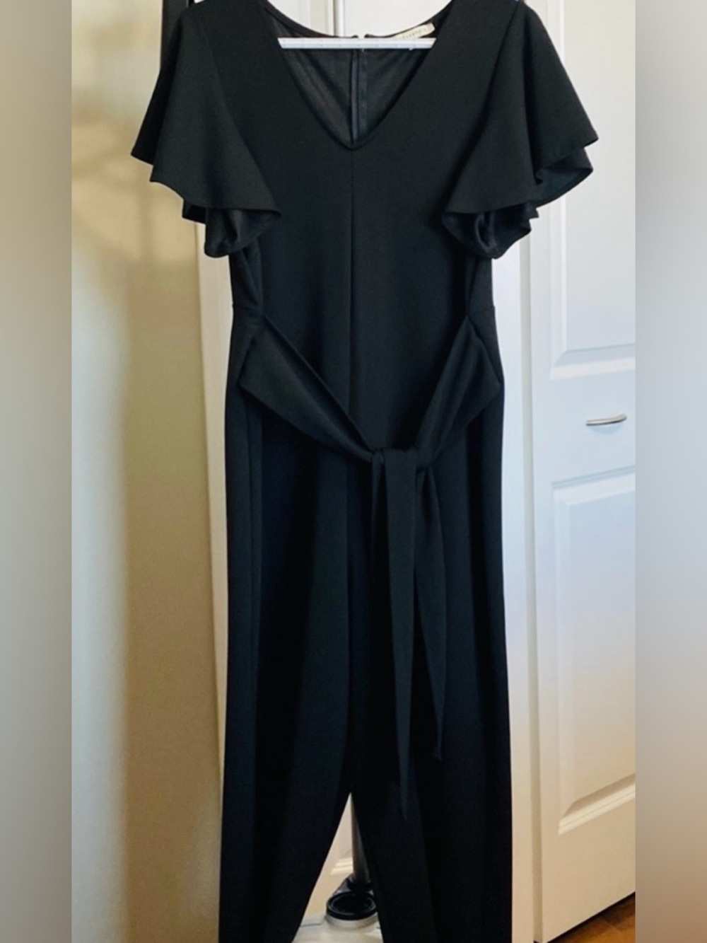 Sz M⭐️Like New Tash + Sophie Black Flutter Sleeve  Wide Leg Jumpsuit PTP 18”+